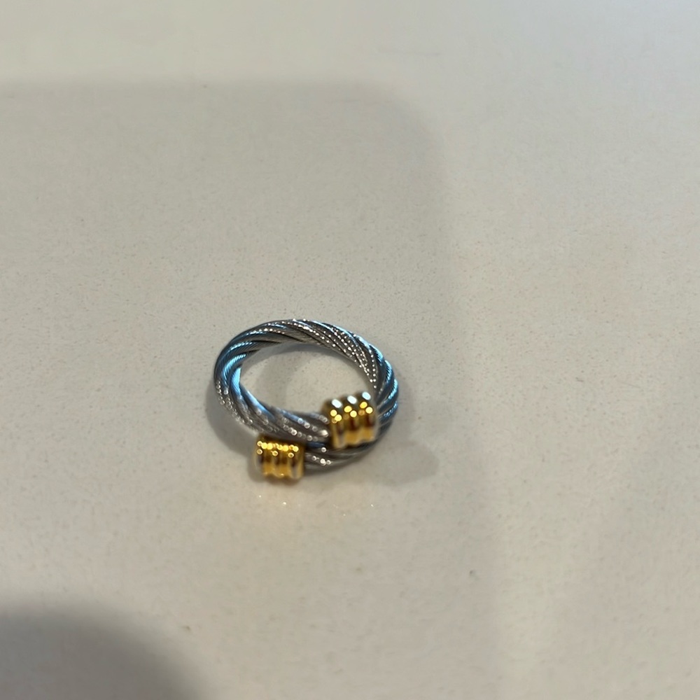 Charriol Steel Cable Ring, Size 6-7 Steel Cable and gold. Authentic
